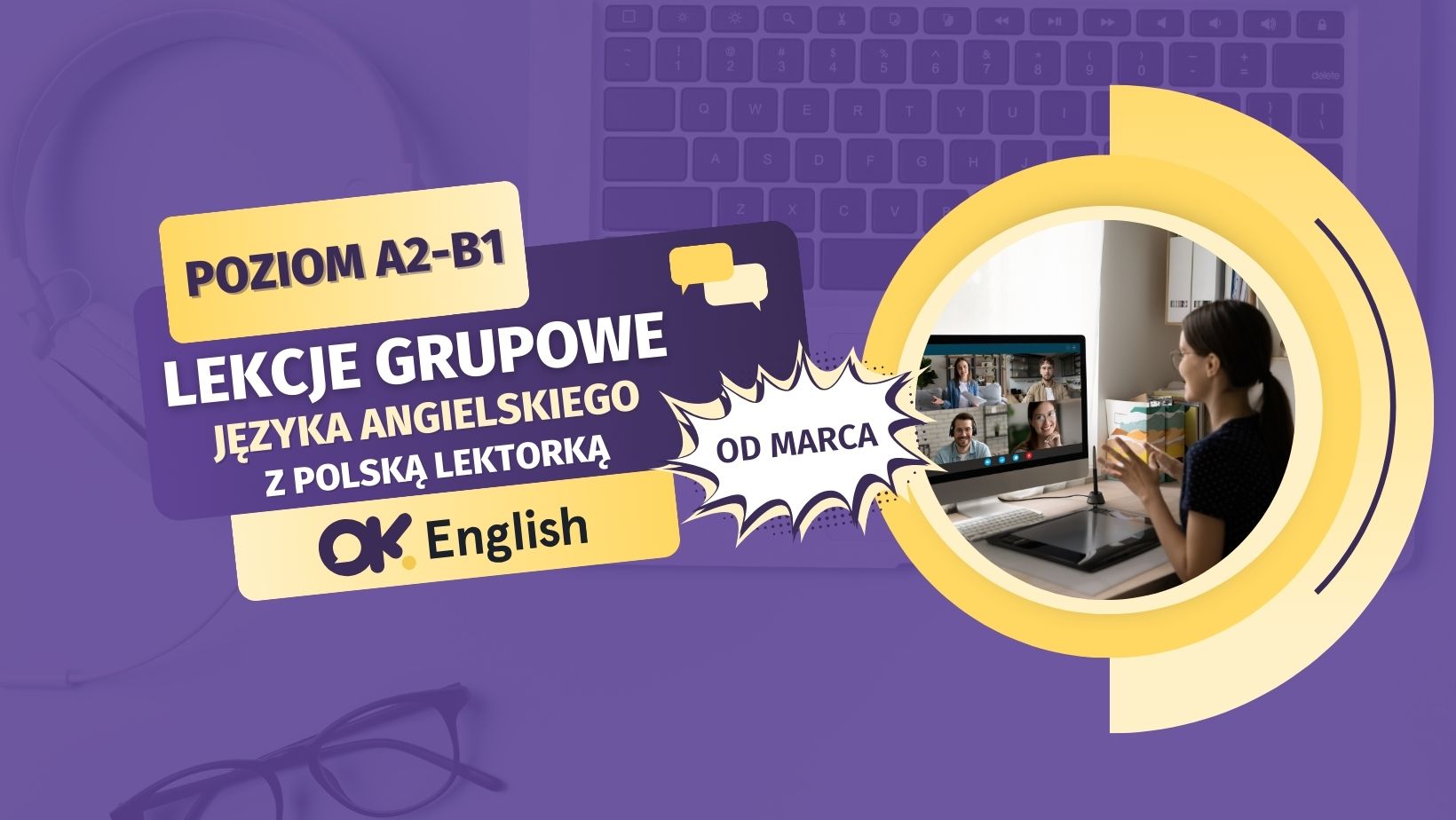 Lekcje grupowe z polskim lektorem Poziom A2 i A2+ OK English